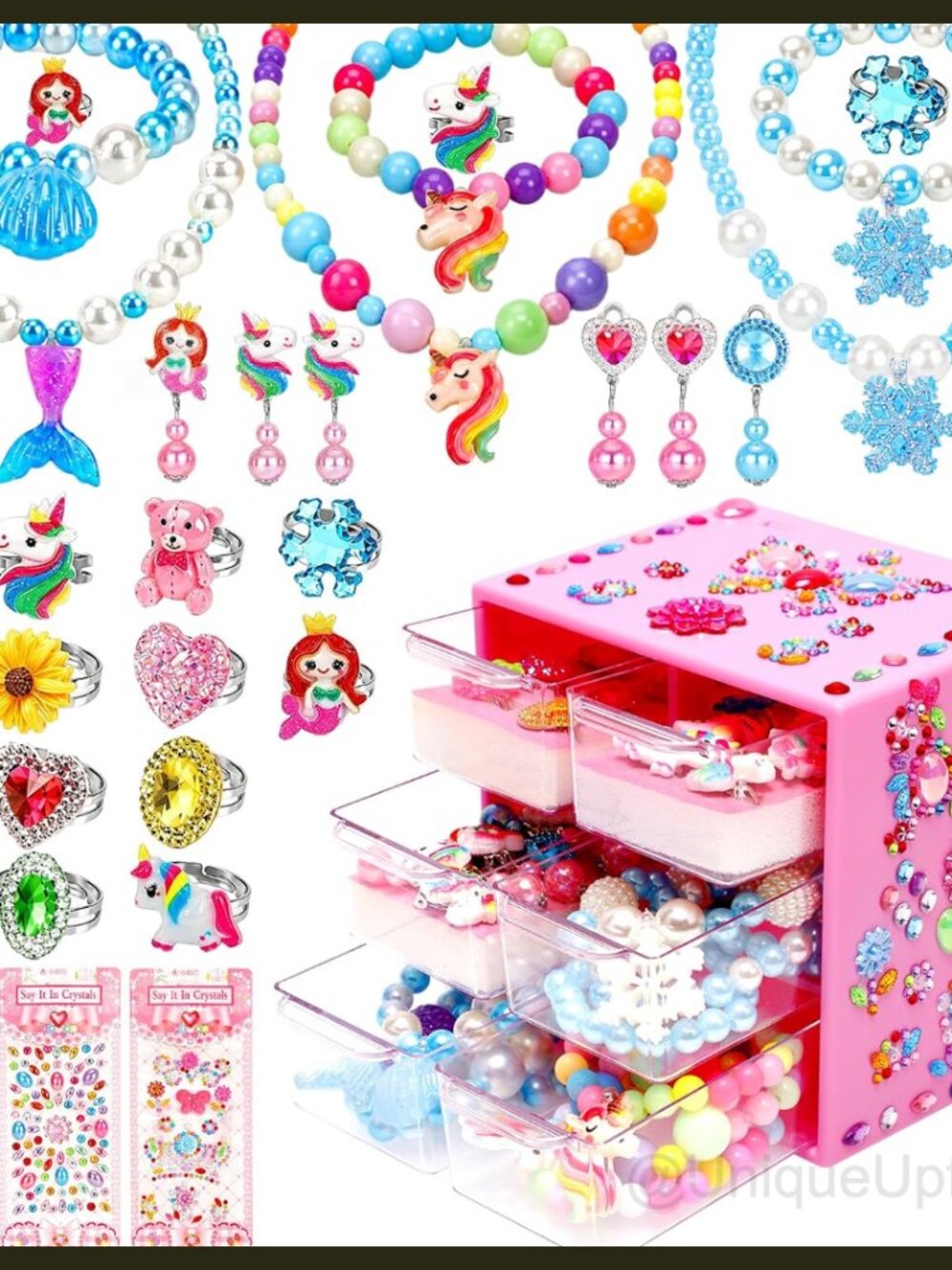 32 Piece Princess Jewelry Set Beaded Necklaces Bracelets Clip On Earrings